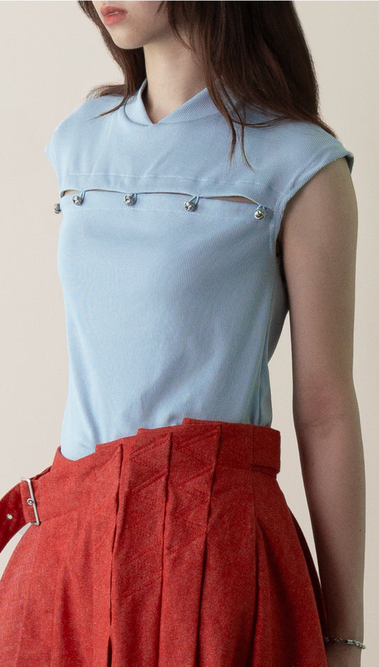 Vivid Cut Top (Light Blue)