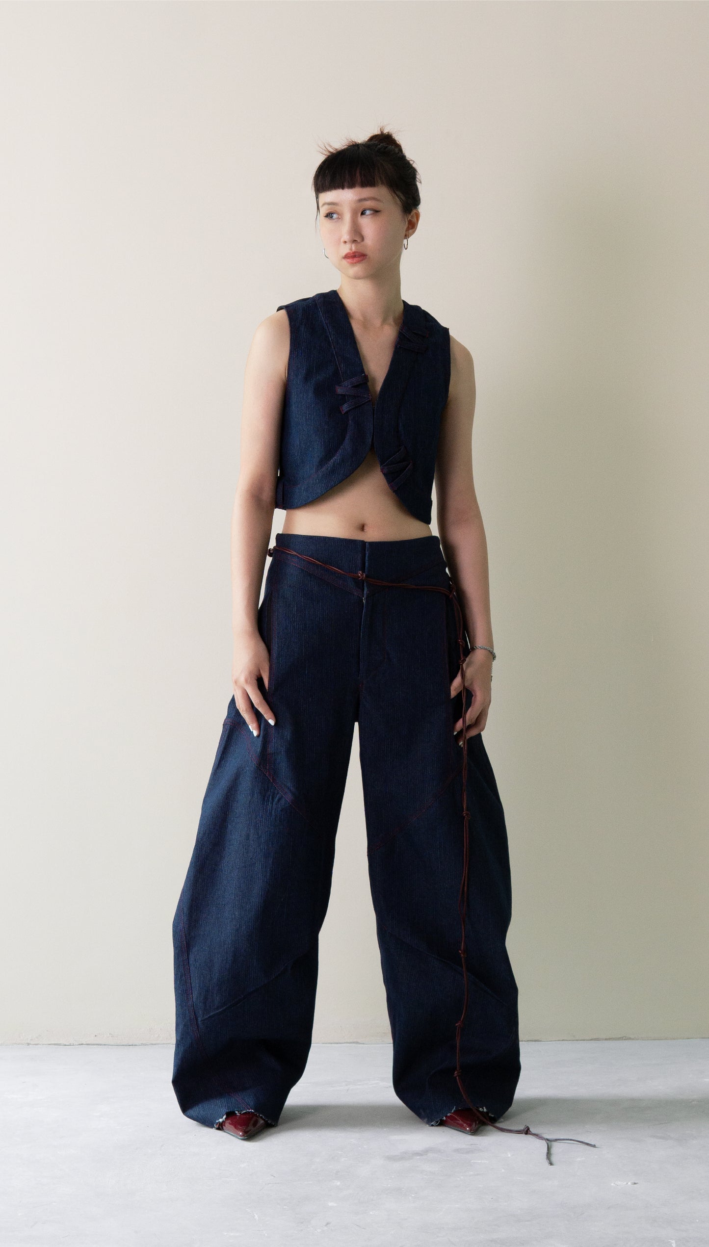 Denim Balloon Pants (Dark Blue)